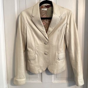 Anthropologie cream leather blazer/jacket